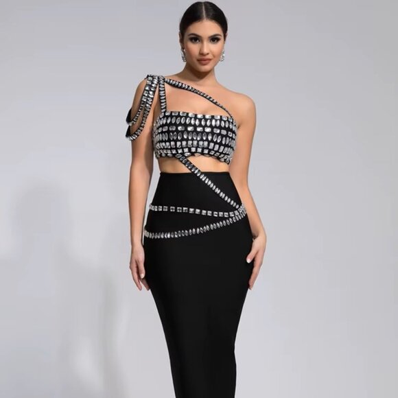 Women’s One Shoulder Bandage Evening Dress - Picture 1 of 12